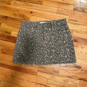 Leopard Denim Mini Skirt